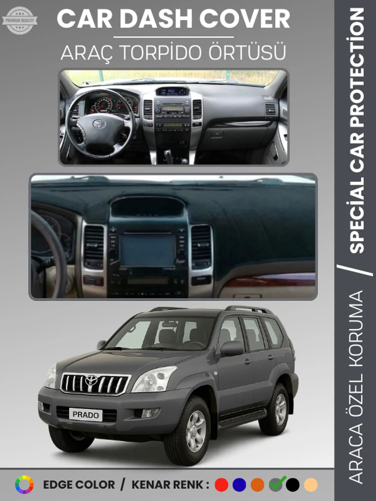 TOYOTA LAND CRUISER PRADO (2002-2009) Uyumlu Torpido Örtüsü Araca Özel Ön Göğüs Koruma