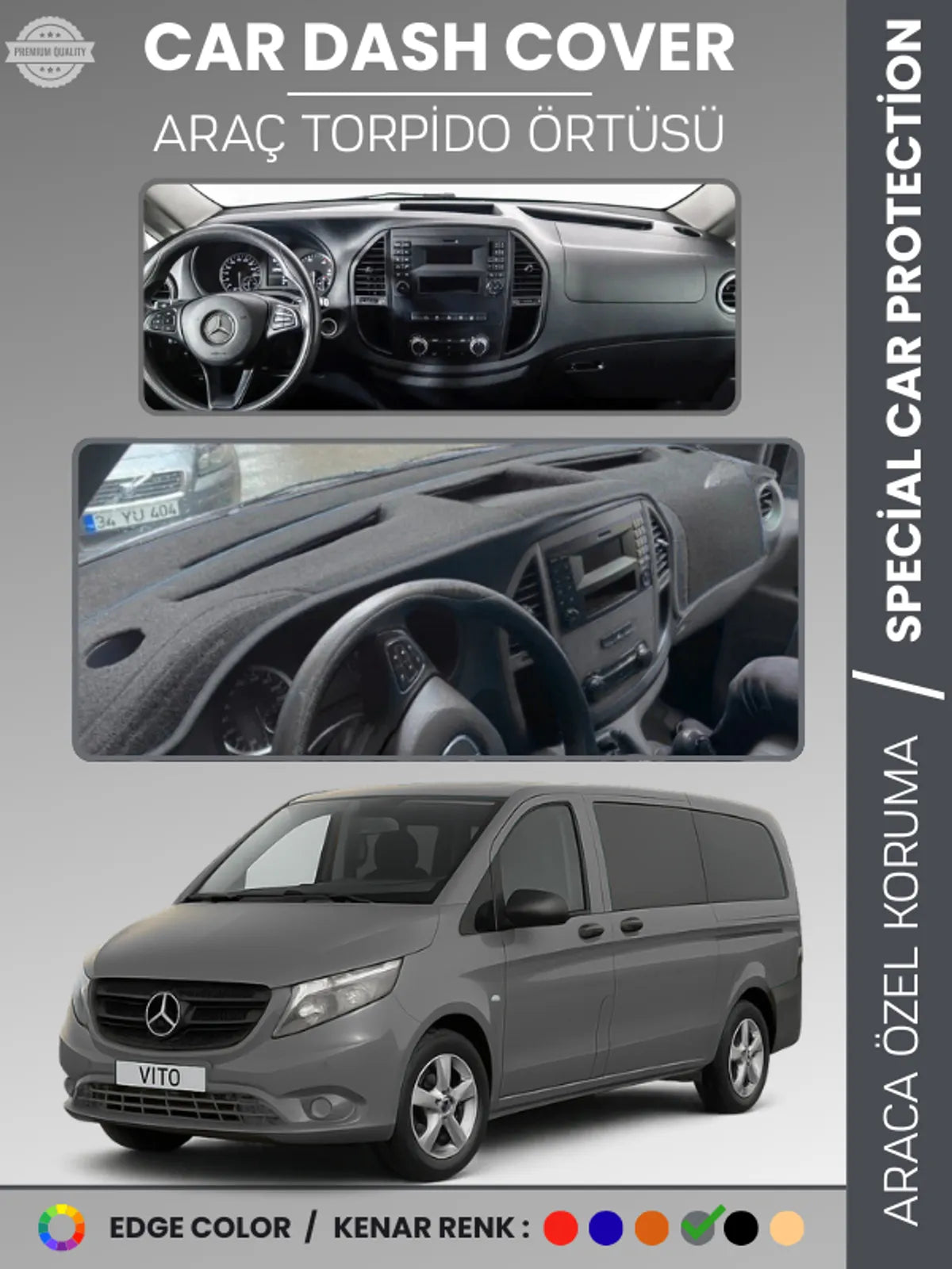 MERCEDES VITO W447 (2014-2023) Uyumlu Torpido Örtüsü Araca Özel Ön Göğüs Koruma