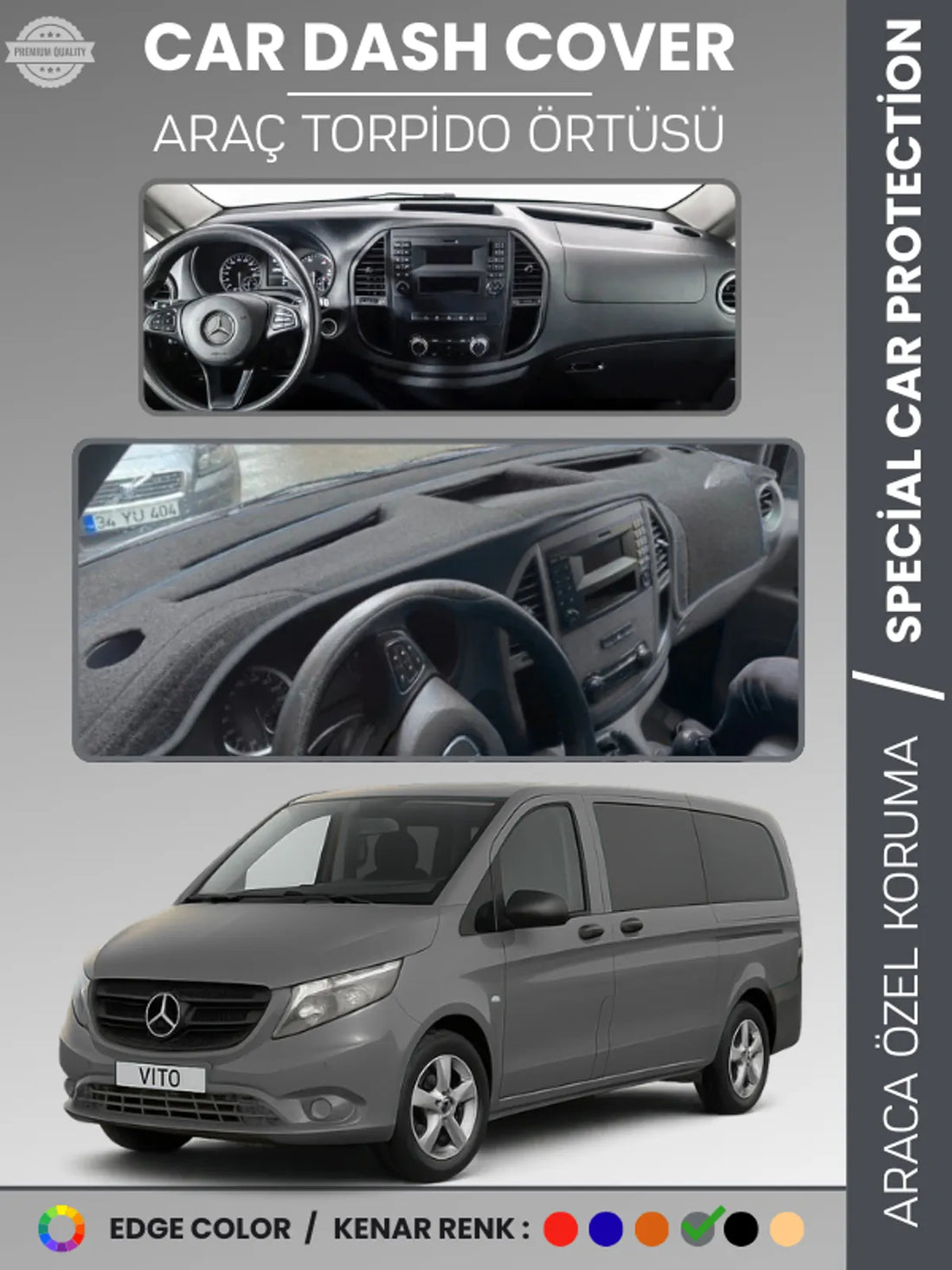 MERCEDES VITO W447 (2014-2023) Uyumlu Torpido Örtüsü Araca Özel Ön Göğüs Koruma