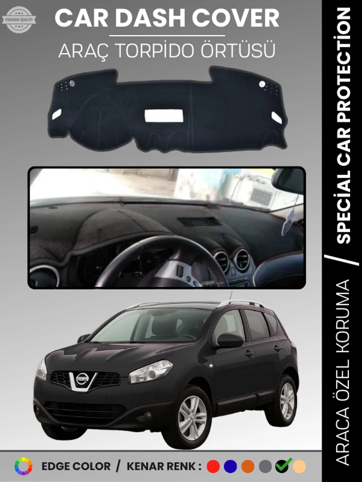 NİSSAN QASHQAİ J10 (2007-2013) Uyumlu Torpido Örtüsü Araca Özel Ön Göğüs Koruma