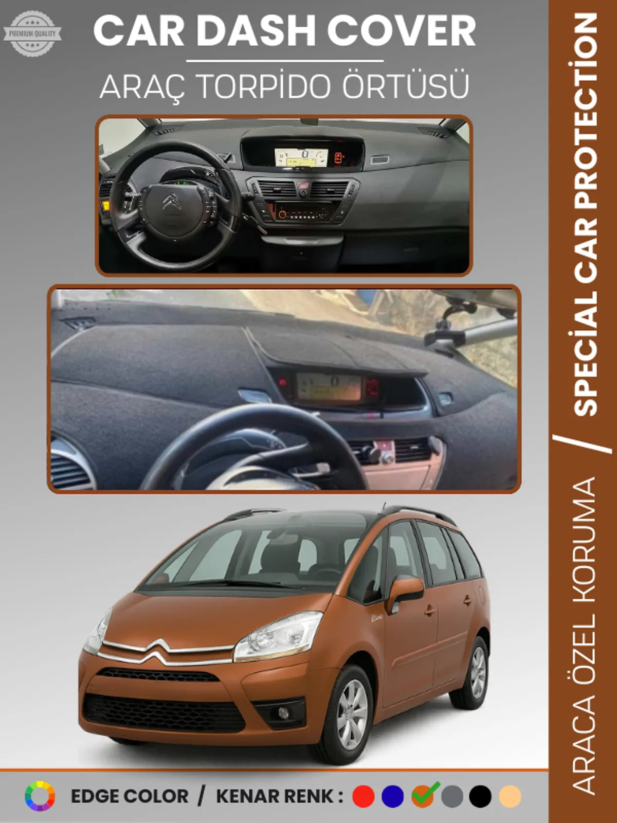 CITROEN C4 PICASSO / GRAND PICASSO (2006-2013) Uyumlu Torpido Örtüsü Araca Özel Ön Göğüs Koruma