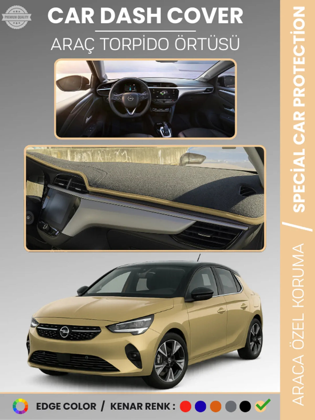OPEL CORSA F (2019+) Uyumlu Torpido Örtüsü Araca Özel Ön Göğüs Koruma