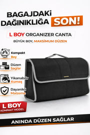 Oto Bagaj Çantası L Boy Kaymaz Cırt Bantlı Velur Kompakt Düzenleyici