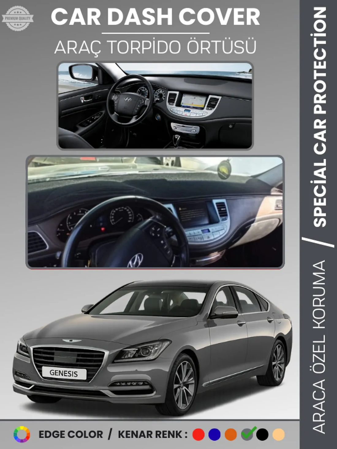 HYUNDAI GENESIS BH KASA (2008-2014) Uyumlu Torpido Örtüsü Araca Özel Ön Göğüs Koruma