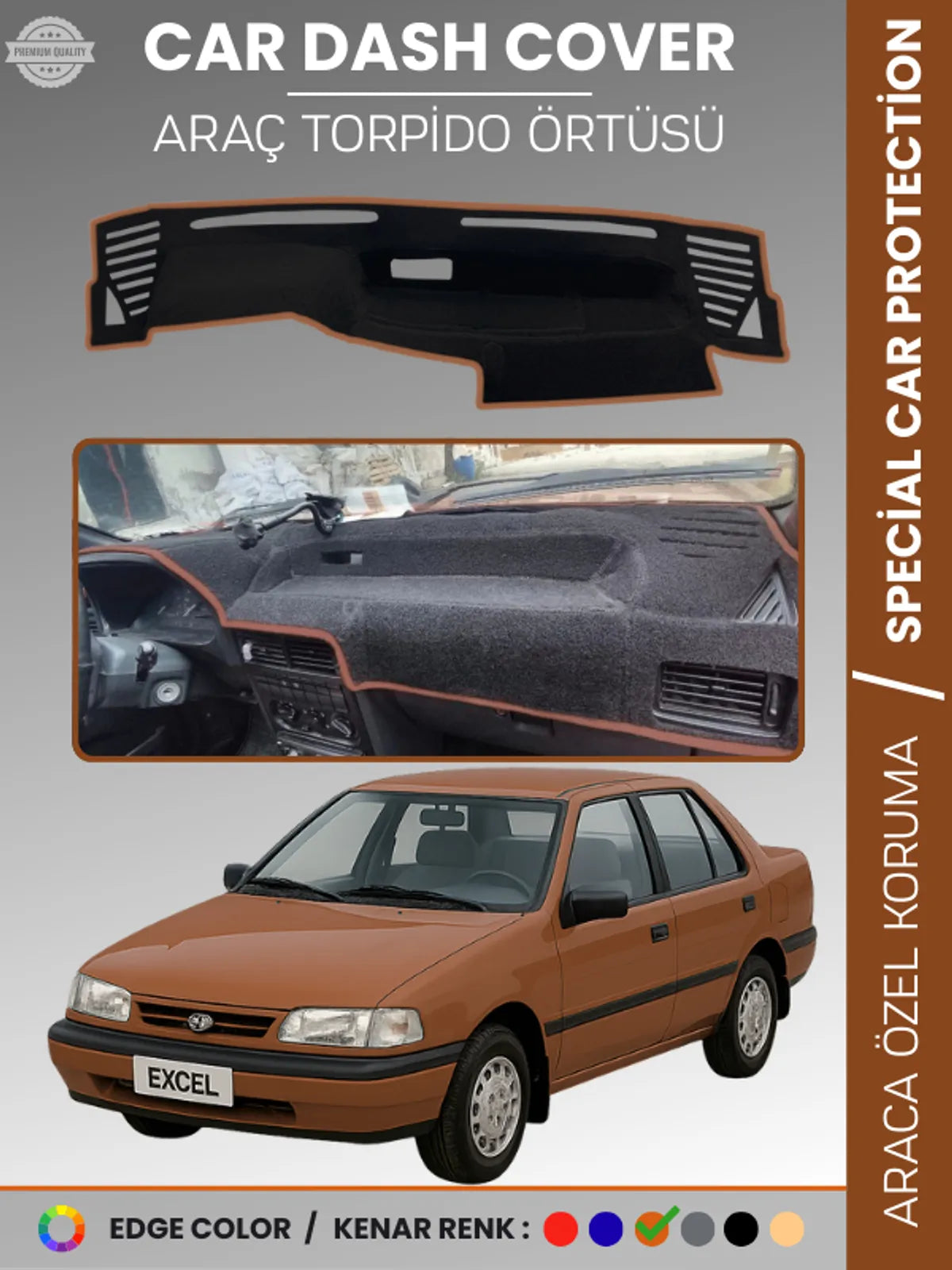 HYUNDAİ EXCEL (1989-1994) Uyumlu Torpido Örtüsü Araca Özel Ön Göğüs Koruma