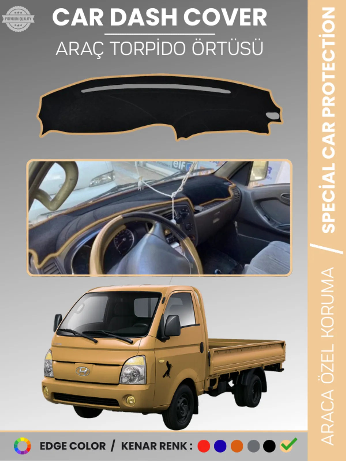 HYUNDAİ H100 PORTER (2004-2019) Uyumlu Torpido Örtüsü Araca Özel Ön Göğüs Koruma