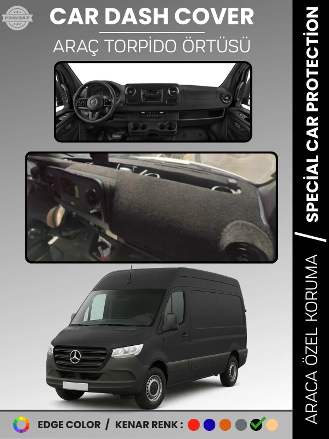 MERCEDES SPRINTER VS30 (2018-2024) Uyumlu Torpido Örtüsü Araca Özel Ön Göğüs Koruma