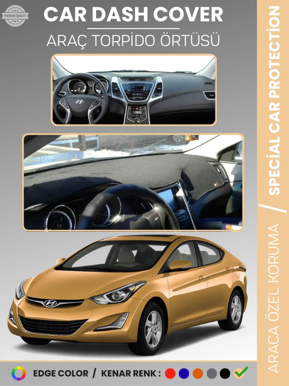 HYUNDAİ ELANTRA (2011-2017) Uyumlu Torpido Örtüsü Araca Özel Ön Göğüs Koruma