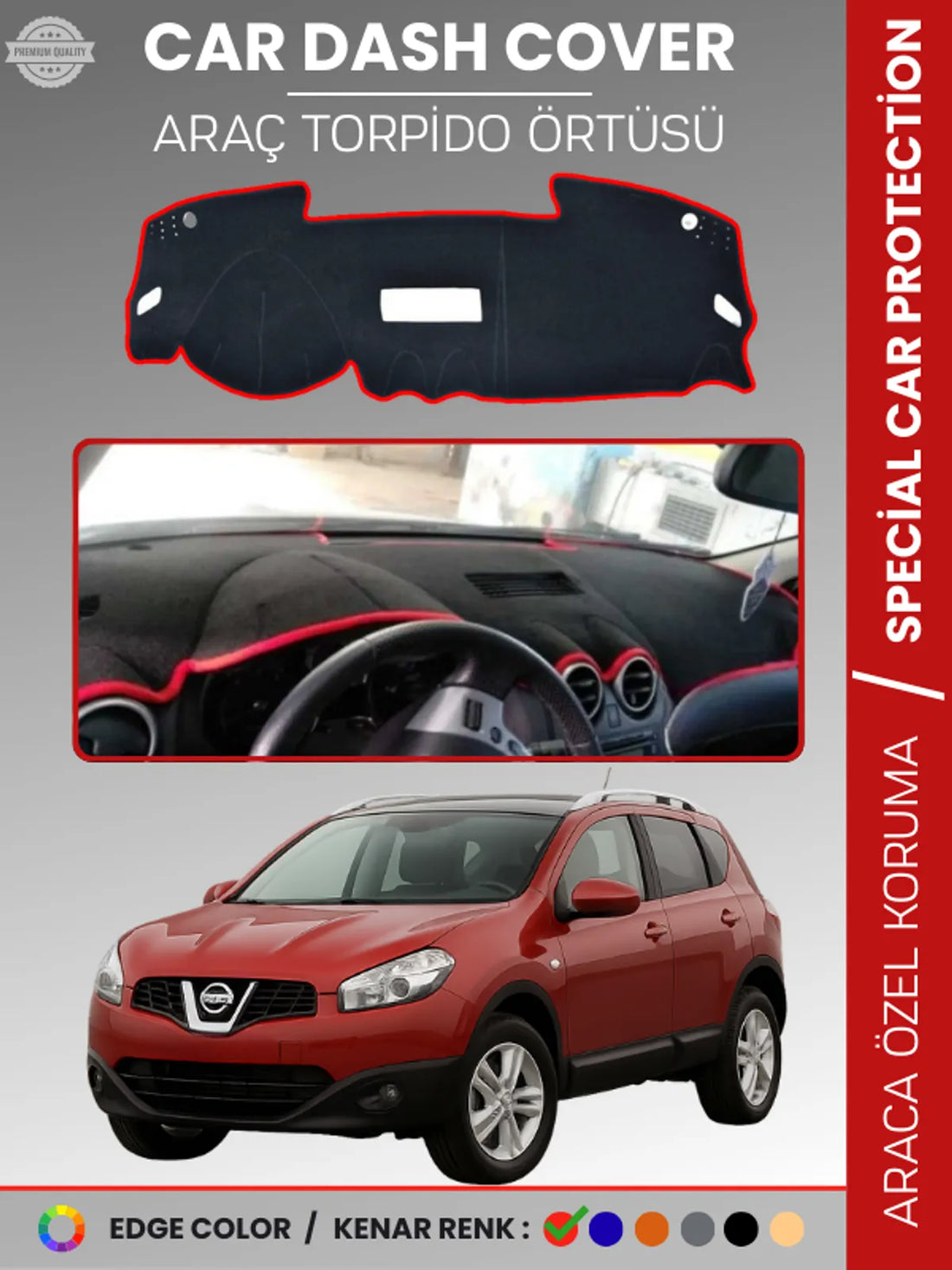 NİSSAN QASHQAİ J10 (2007-2013) Uyumlu Torpido Örtüsü Araca Özel Ön Göğüs Koruma