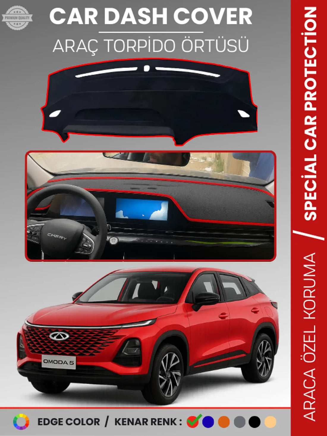 Chery Omada 5 (2022-2025) Uyumlu Torpido Örtüsü Araca Özel Ön Göğüs Koruma