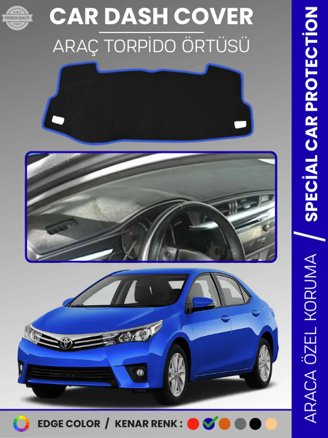 TOYOTA COROLLA E170 (2013-2019) Uyumlu Torpido Örtüsü Araca Özel Ön Göğüs Koruma