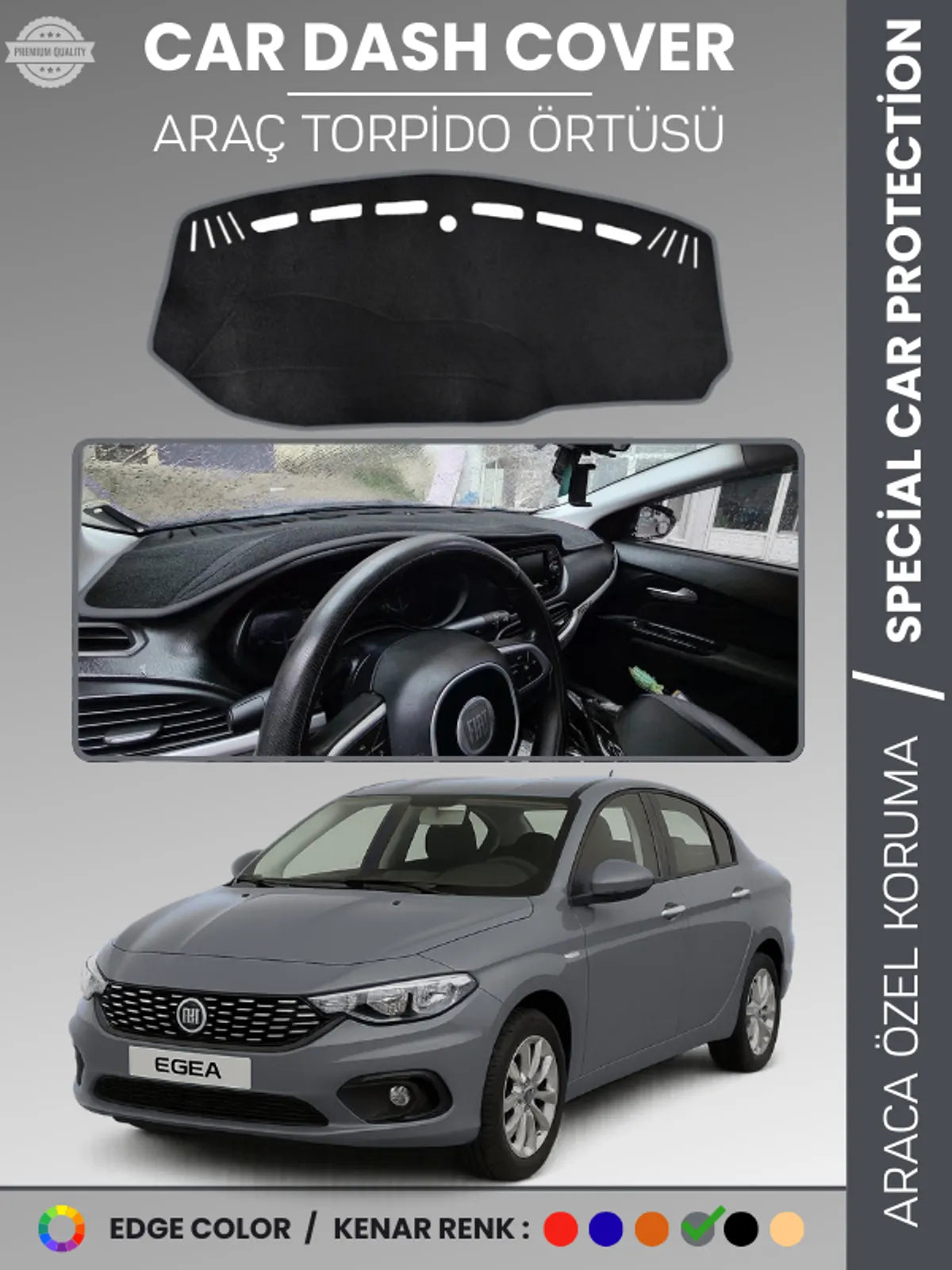FIAT EGEA (2007-2021) Uyumlu Torpido Örtüsü Araca Özel Ön Göğüs Koruma