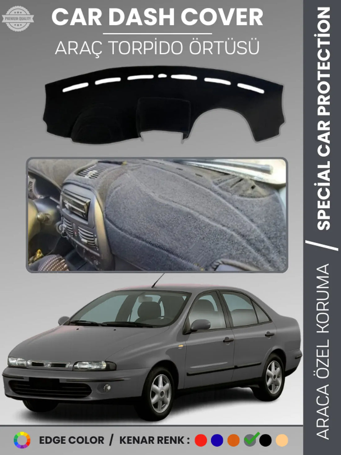 FIAT MAREA (1999-2007) Uyumlu Torpido Örtüsü Araca Özel Ön Göğüs Koruma