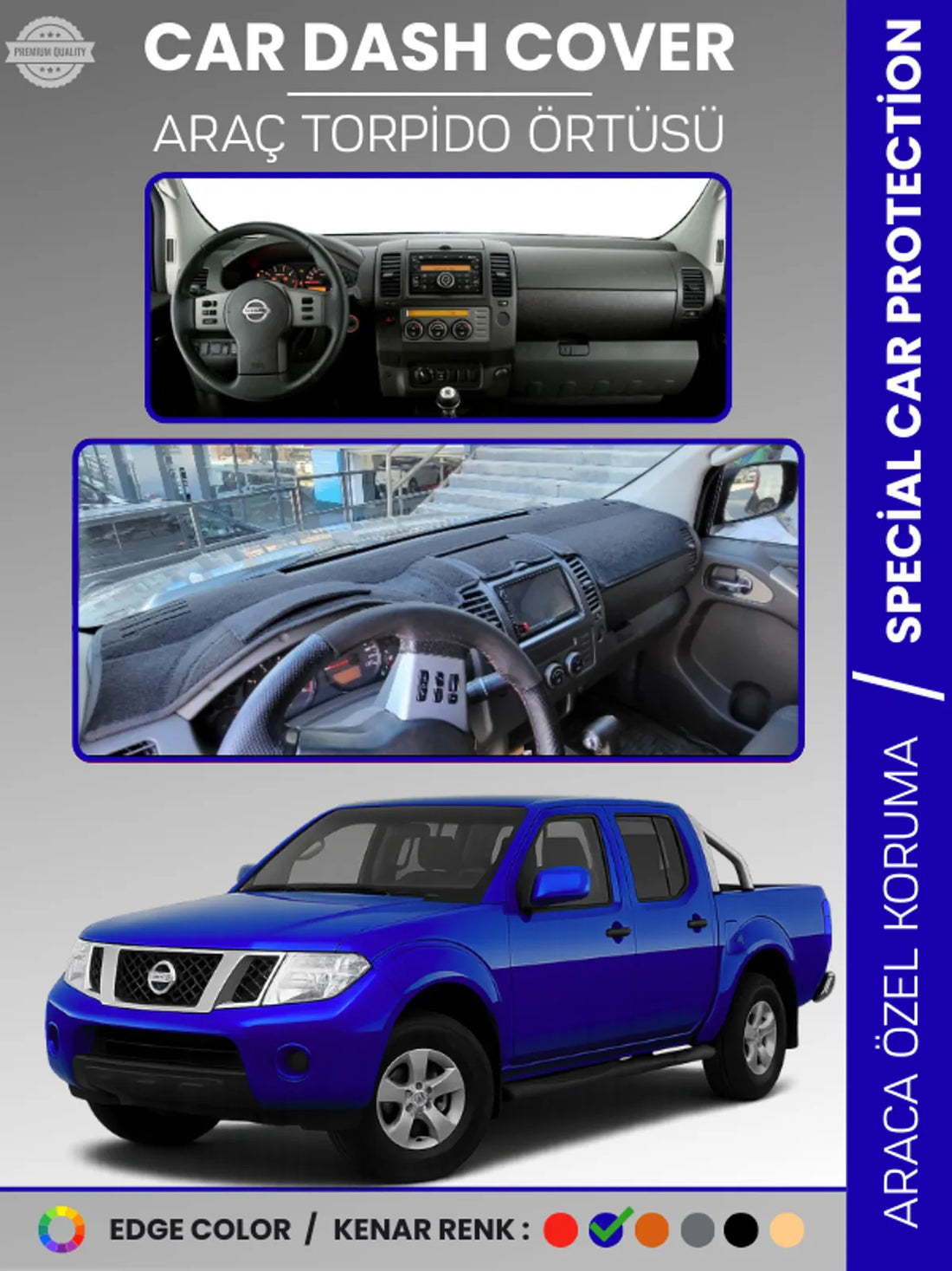 NISSAN NAVARA D40 (2005-2015) Uyumlu Torpido Örtüsü Araca Özel Ön Göğüs Koruma