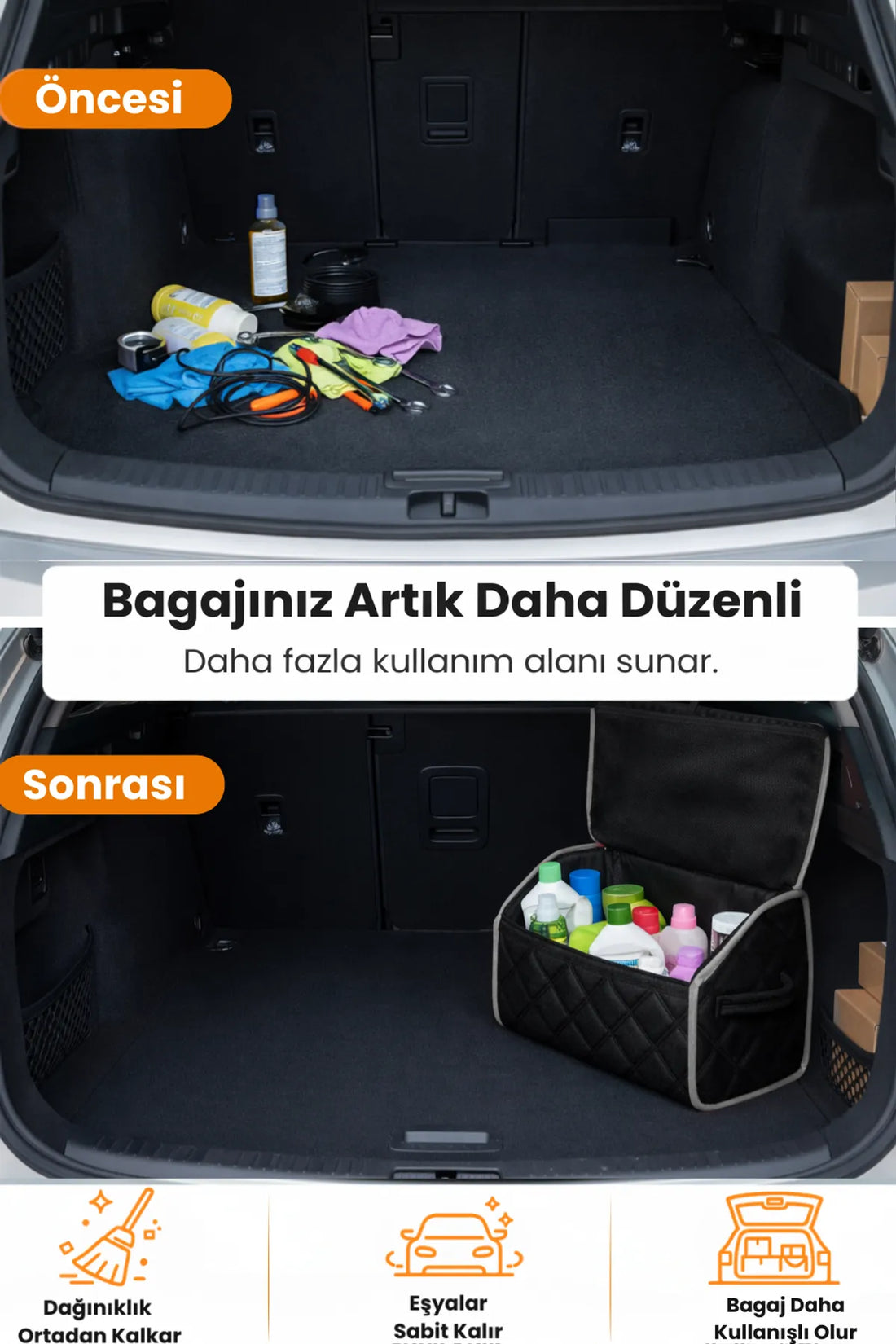 Oto Bagaj Çantası Lüks Tay Tüyü Su Geçirmez Kaymaz Katlanır Düzenleyici