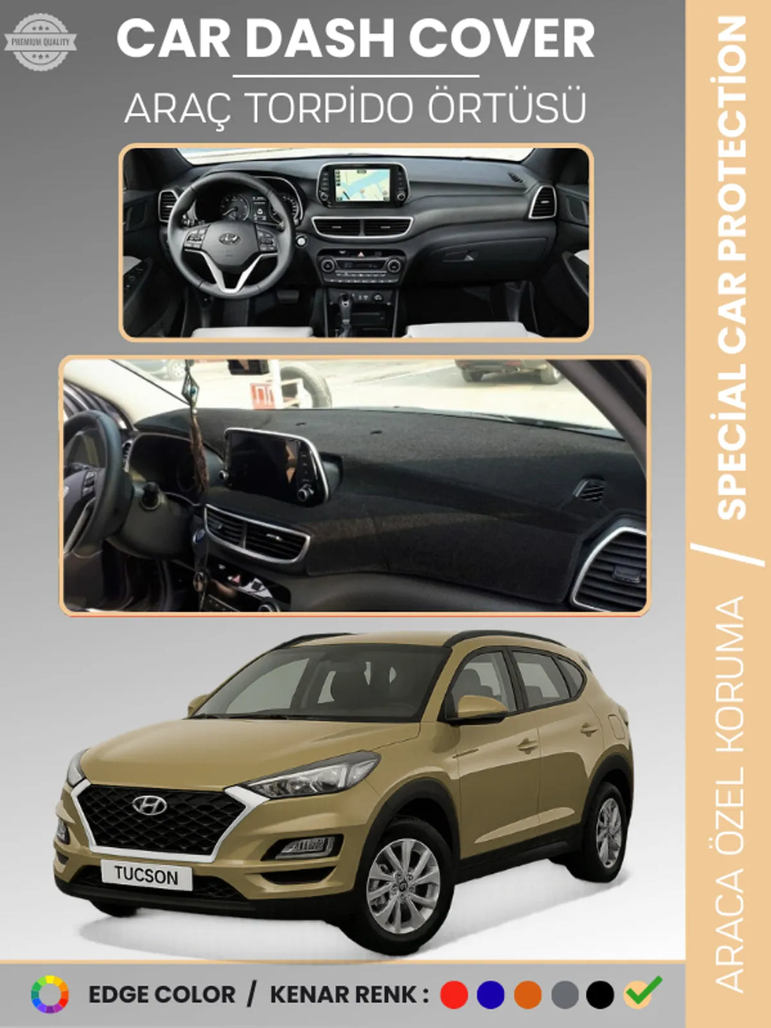 HYUNDAİ TUCSON (2018-2021) Uyumlu Torpido Örtüsü Araca Özel Ön Göğüs Koruma