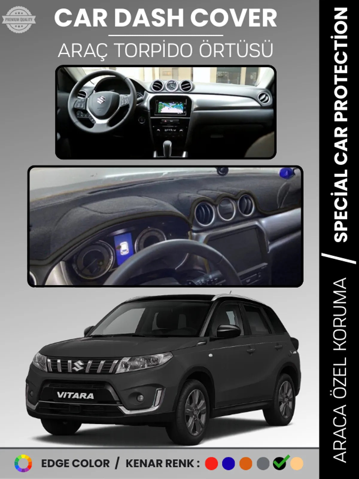 SUZUKİ GRAND VİTARA (2014-2021) Uyumlu Torpido Örtüsü Araca Özel Ön Göğüs Koruma