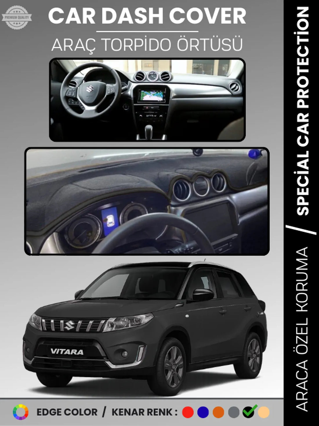 SUZUKİ GRAND VİTARA (2014-2021) Uyumlu Torpido Örtüsü Araca Özel Ön Göğüs Koruma