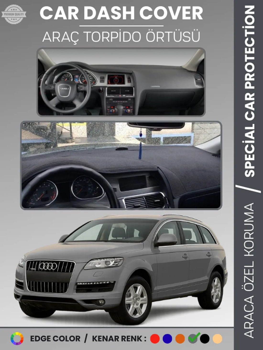 AUDI Q7 (2005-2015) Uyumlu Torpido Örtüsü Araca Özel Ön Göğüs Koruma