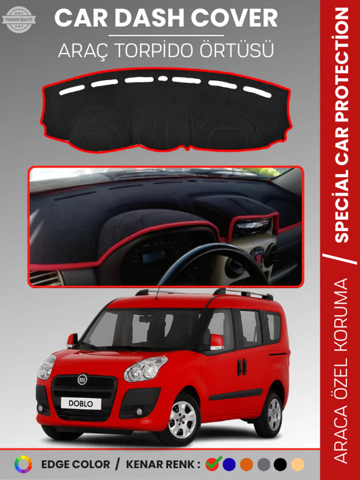 FIAT DOBLO D3 (2009-2013) Uyumlu Torpido Örtüsü Araca Özel Ön Göğüs Koruma