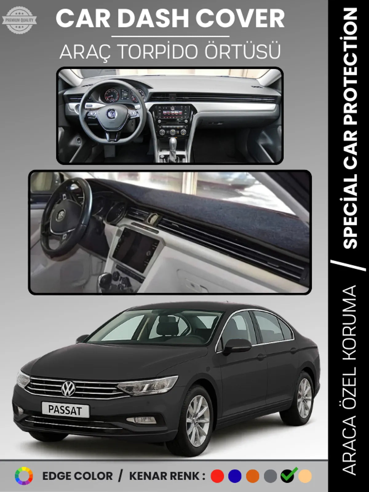 VOLKSWAGEN PASSAT B8 (2015-2020) Uyumlu Torpido Örtüsü Araca Özel Ön Göğüs Koruma