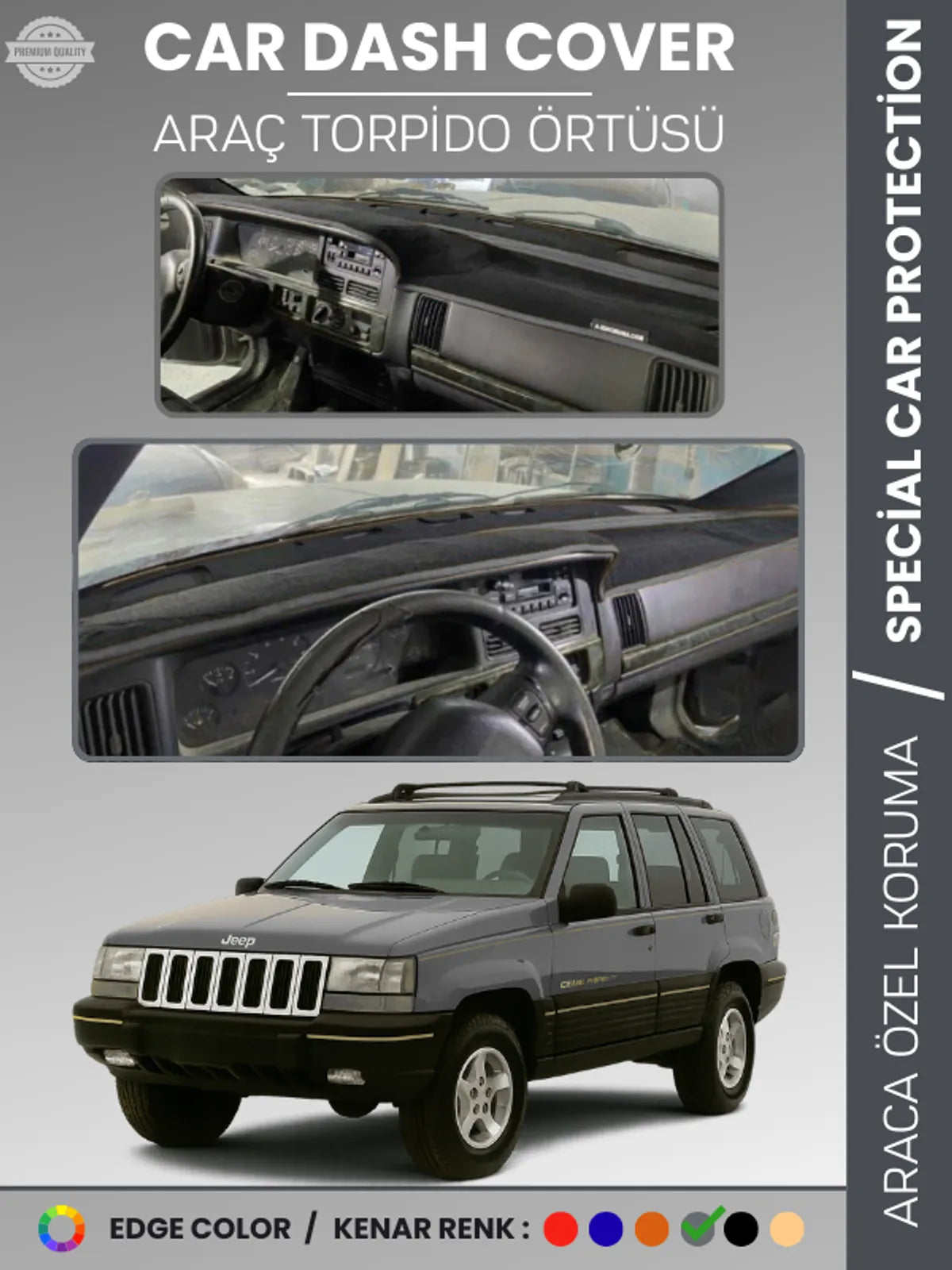 JEEP GRAND CHEROKEE (1993-1998) Uyumlu Torpido Örtüsü Araca Özel Ön Göğüs Koruma