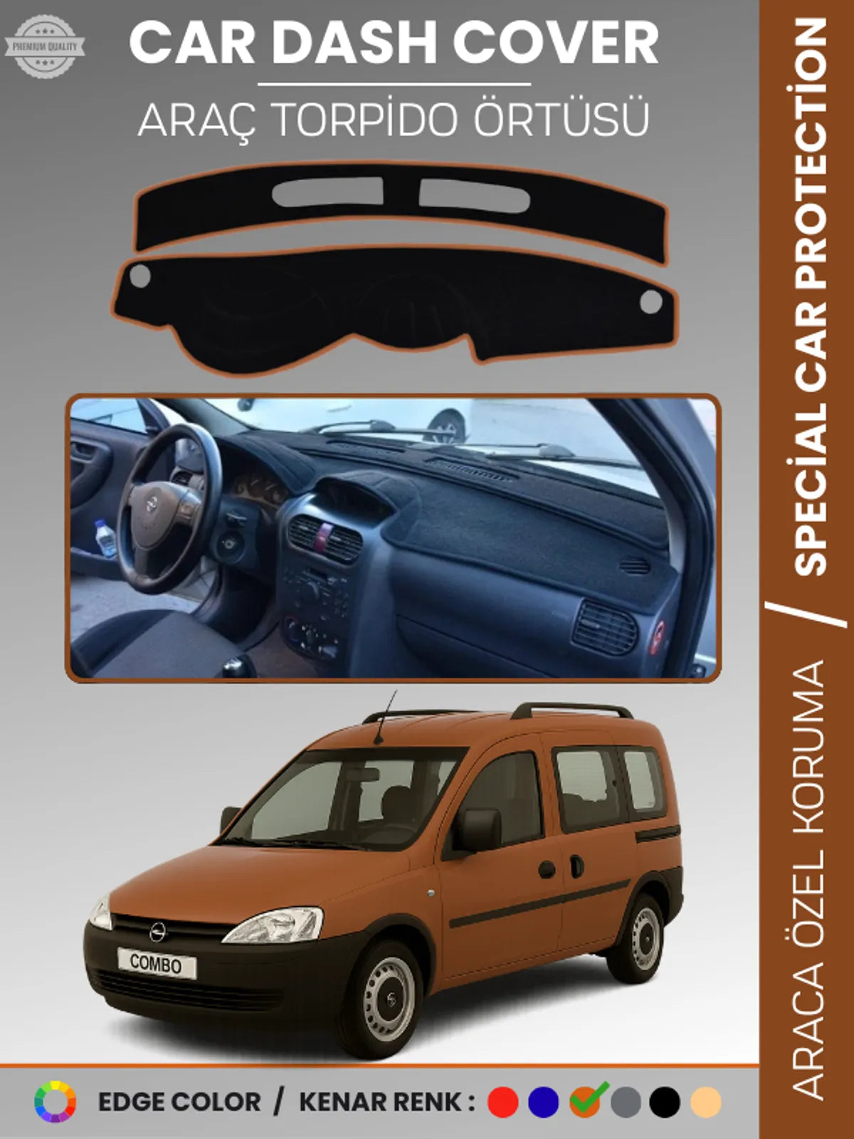 Opel COMBO C (2001-2011) Uyumlu Torpido Örtüsü Araca Özel Ön Göğüs Koruma