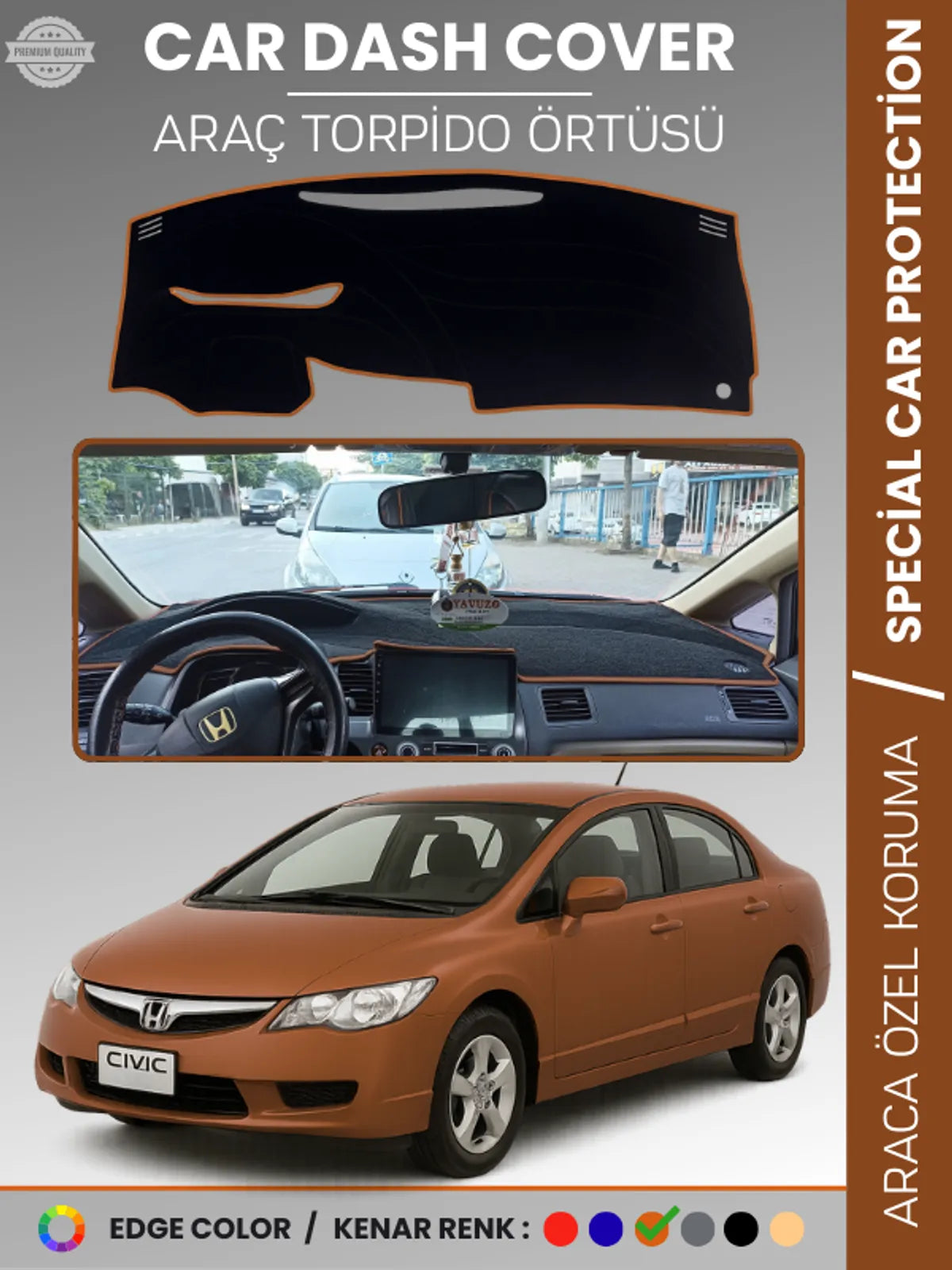 HONDA CIVIC FD6 (2005-2011) Uyumlu Torpido Örtüsü Araca Özel Ön Göğüs Koruma