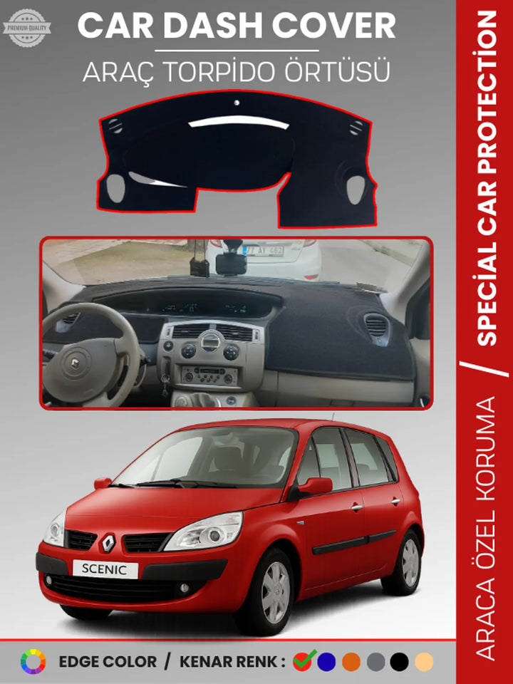 RENAULT SCENIC 2 (2003-2009) Uyumlu Torpido Örtüsü Araca Özel Ön Göğüs Koruma