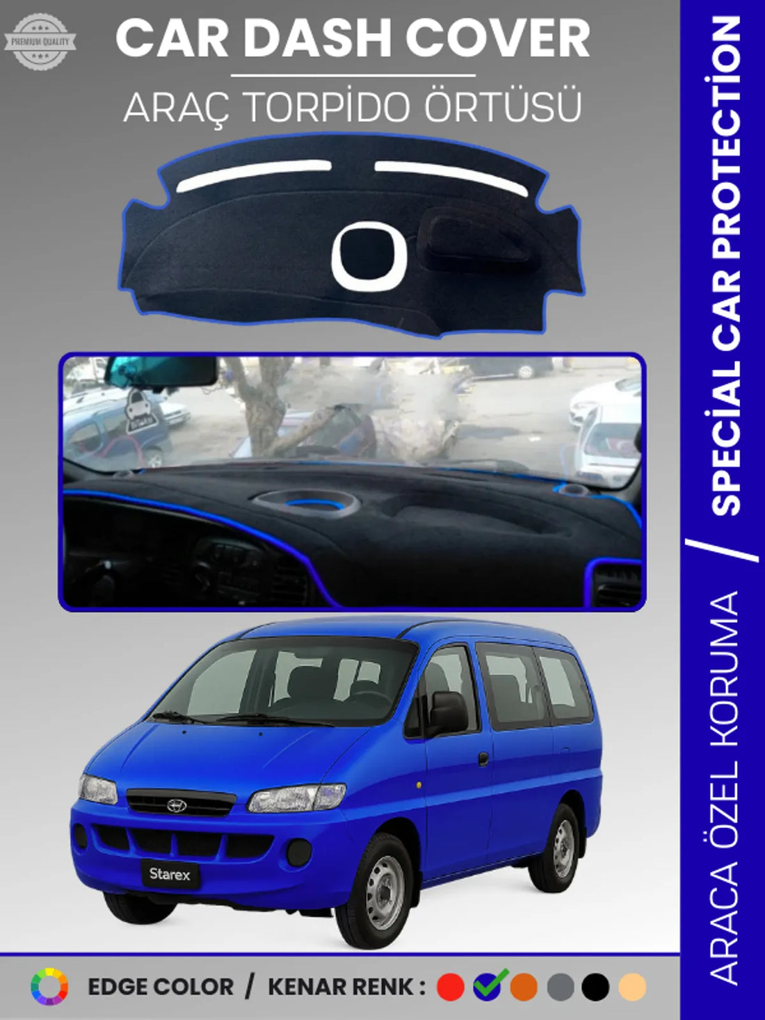HYUNDAİ STAREX (1997-2007) Uyumlu Torpido Örtüsü Araca Özel Ön Göğüs Koruma