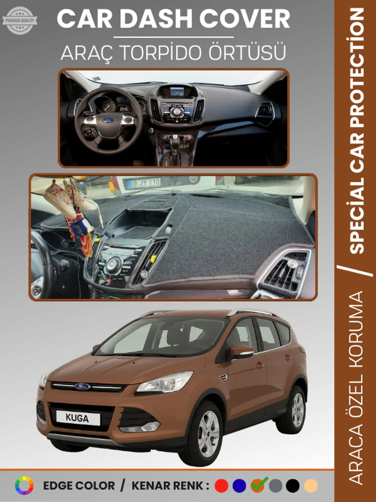FORD KUGA (2013-2015) Uyumlu Torpido Örtüsü Araca Özel Ön Göğüs Koruma