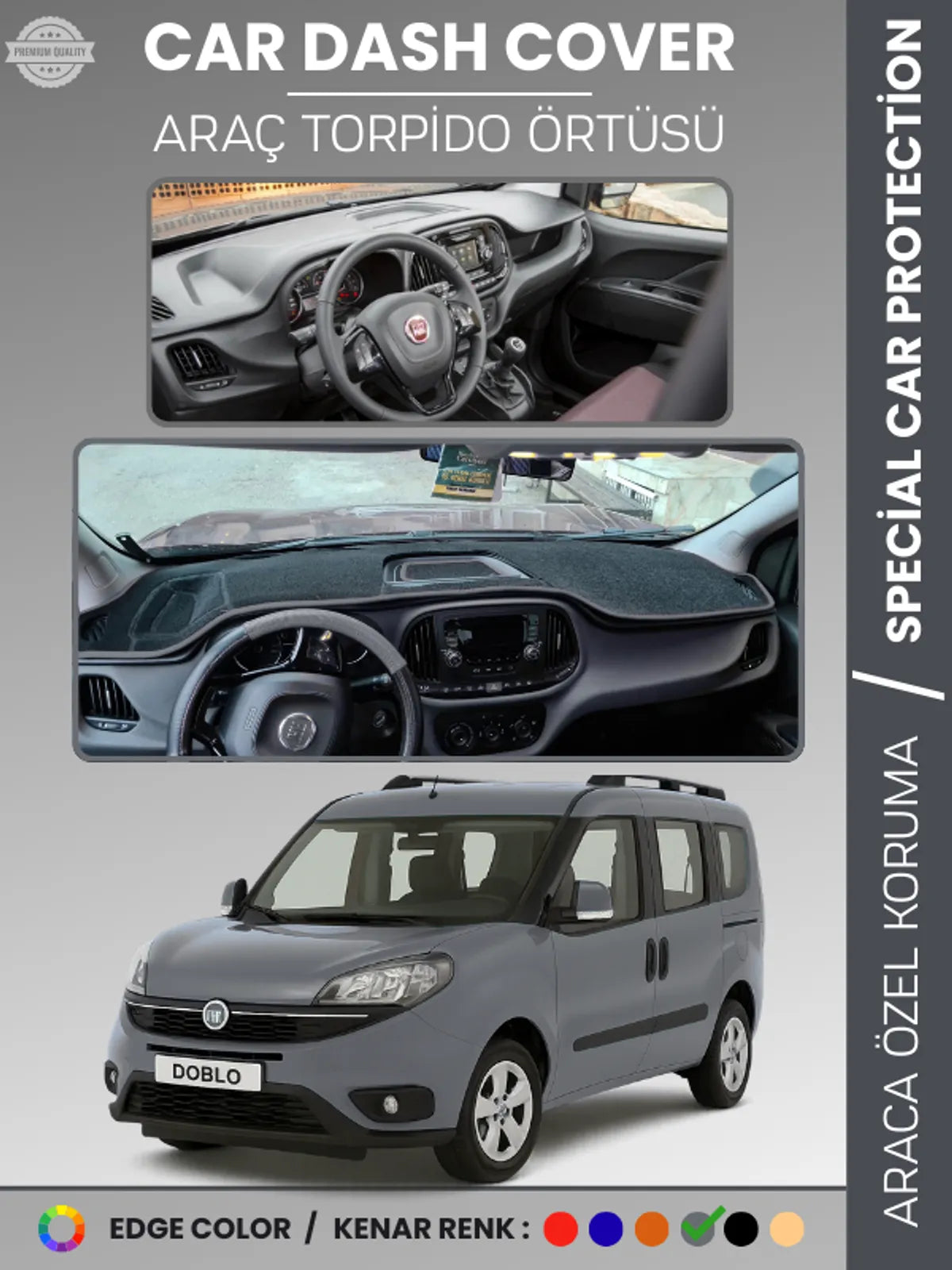 FIAT DOBLO (2015-2020) Uyumlu Torpido Örtüsü Araca Özel Ön Göğüs Koruma