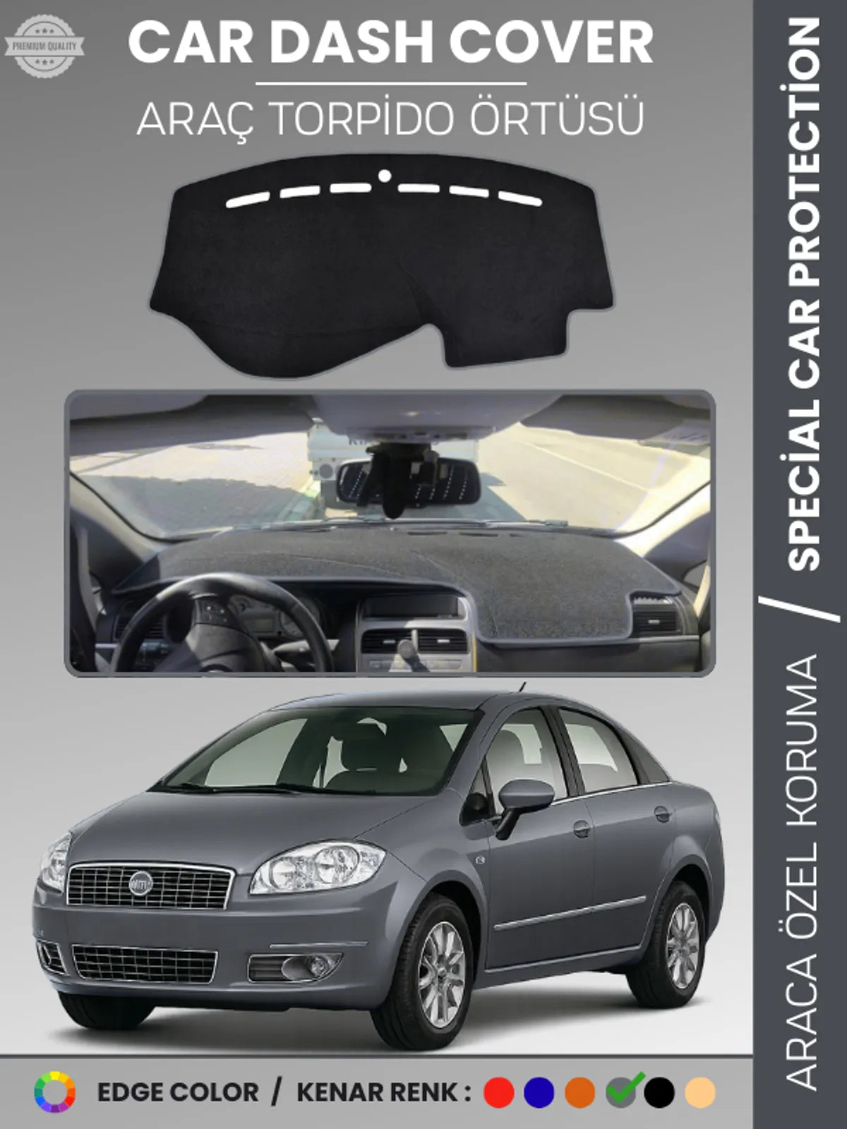 FIAT Linea (2007-2015) Uyumlu Torpido Örtüsü Araca Özel Ön Göğüs Koruma