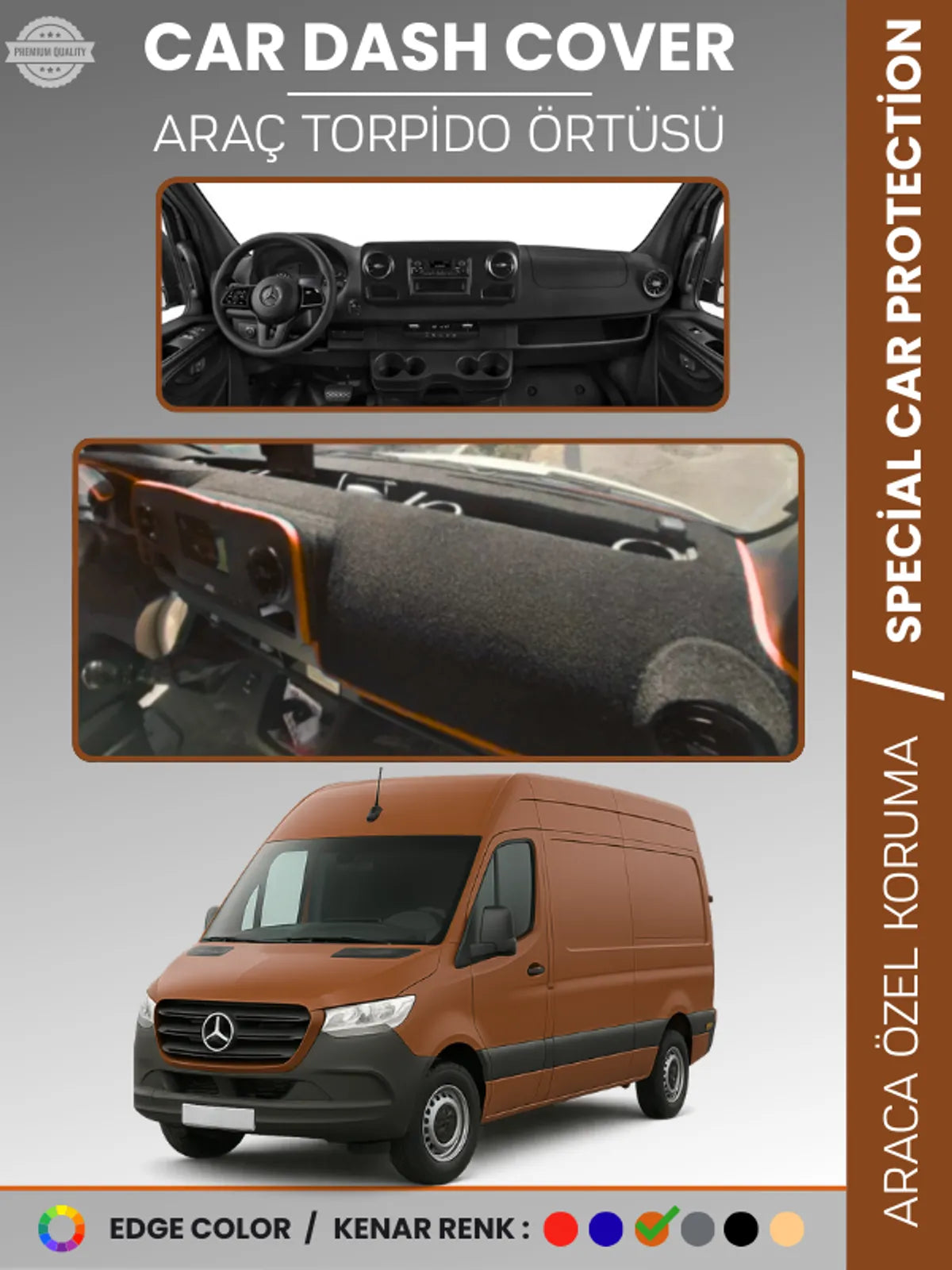MERCEDES SPRINTER VS30 (2018-2024) Uyumlu Torpido Örtüsü Araca Özel Ön Göğüs Koruma