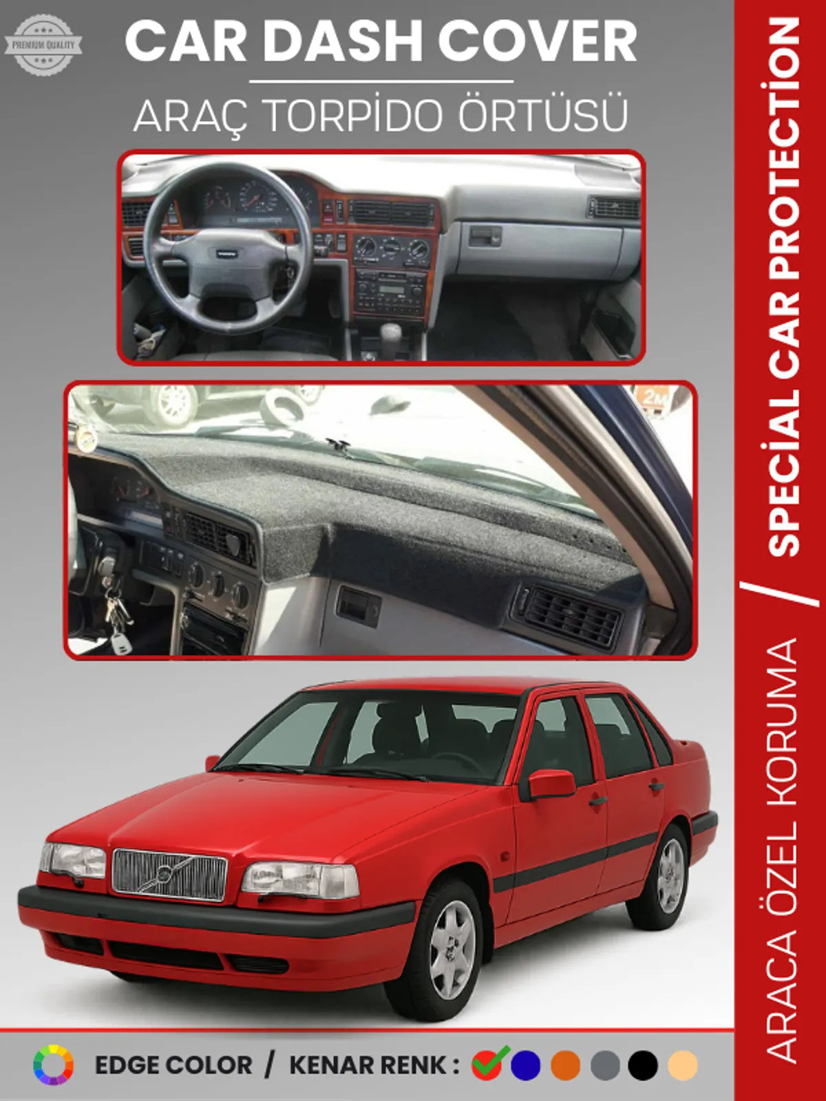 VOLVO 850 (1991-1997) Uyumlu Torpido Örtüsü Araca Özel Ön Göğüs Koruma
