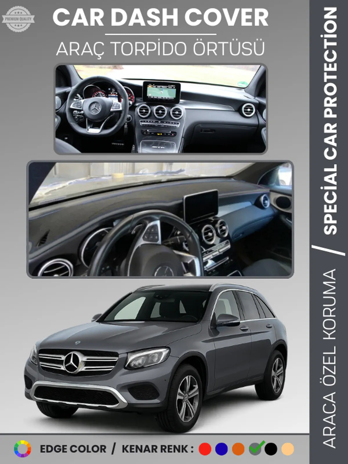 MERCEDES GLC (2015-2020) Uyumlu Torpido Örtüsü Araca Özel Ön Göğüs Koruma