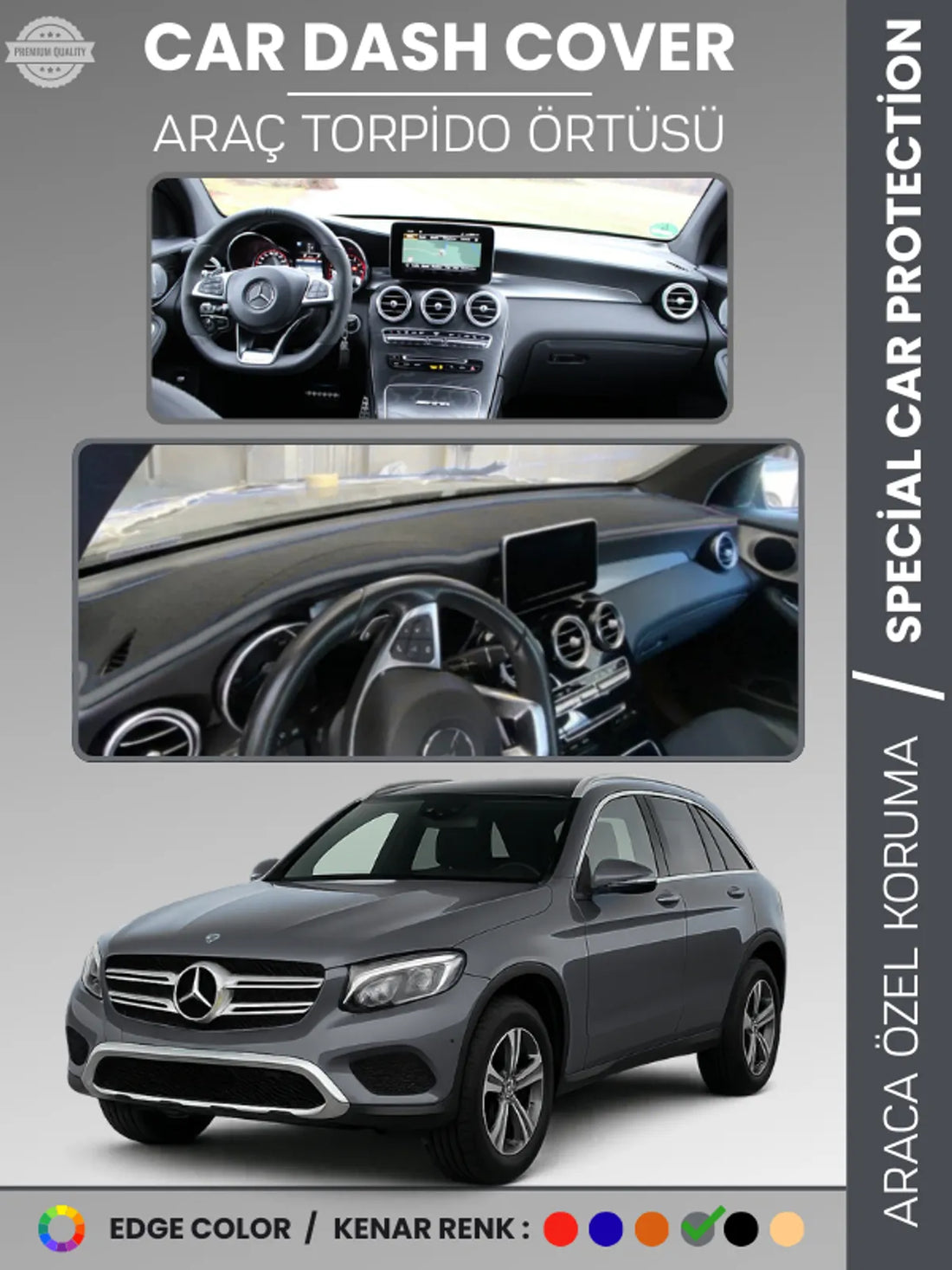 MERCEDES GLC (2015-2020) Uyumlu Torpido Örtüsü Araca Özel Ön Göğüs Koruma