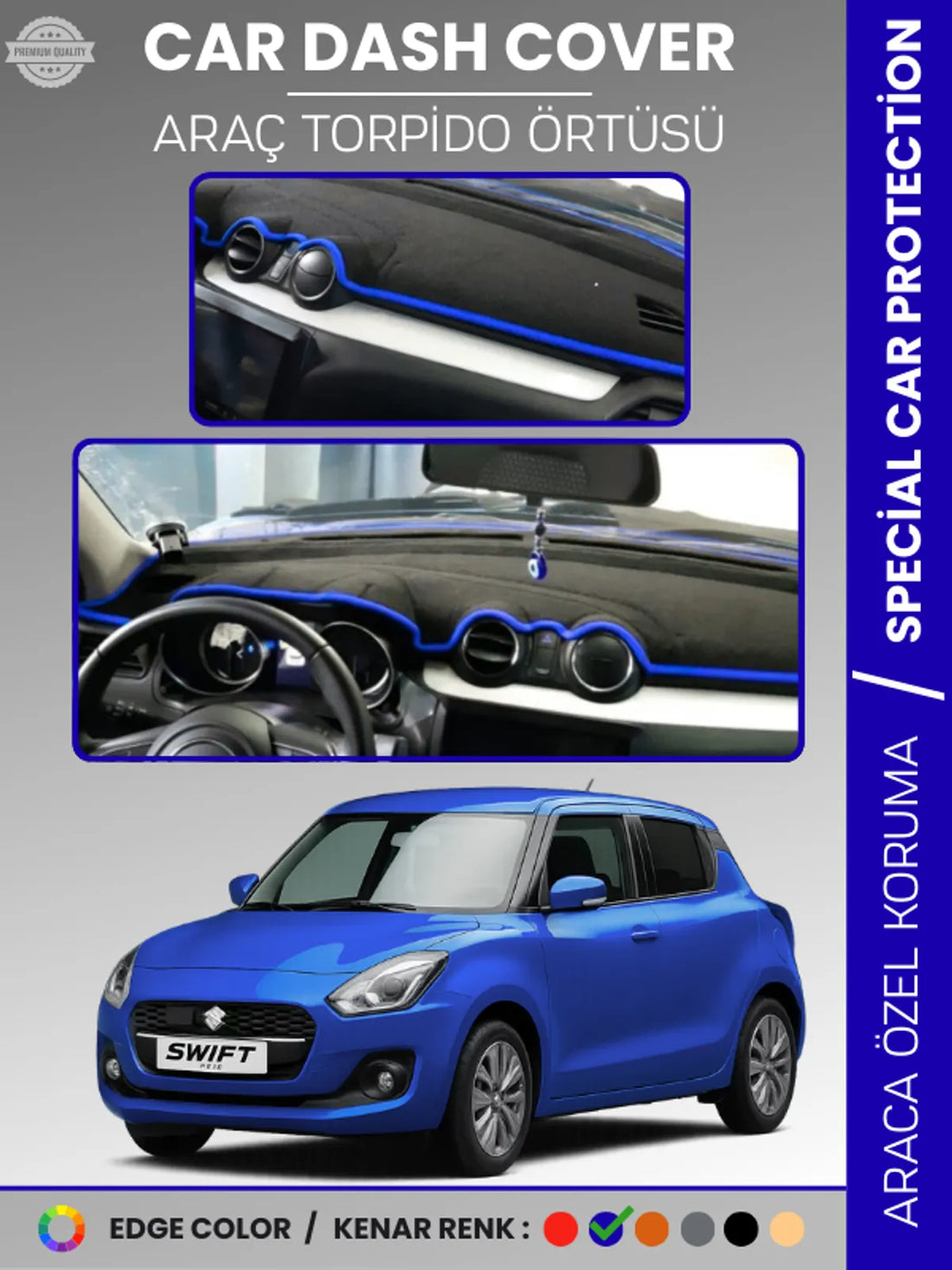 SUZUKI SWİFT (2017-2020) Uyumlu Torpido Örtüsü Araca Özel Ön Göğüs Koruma