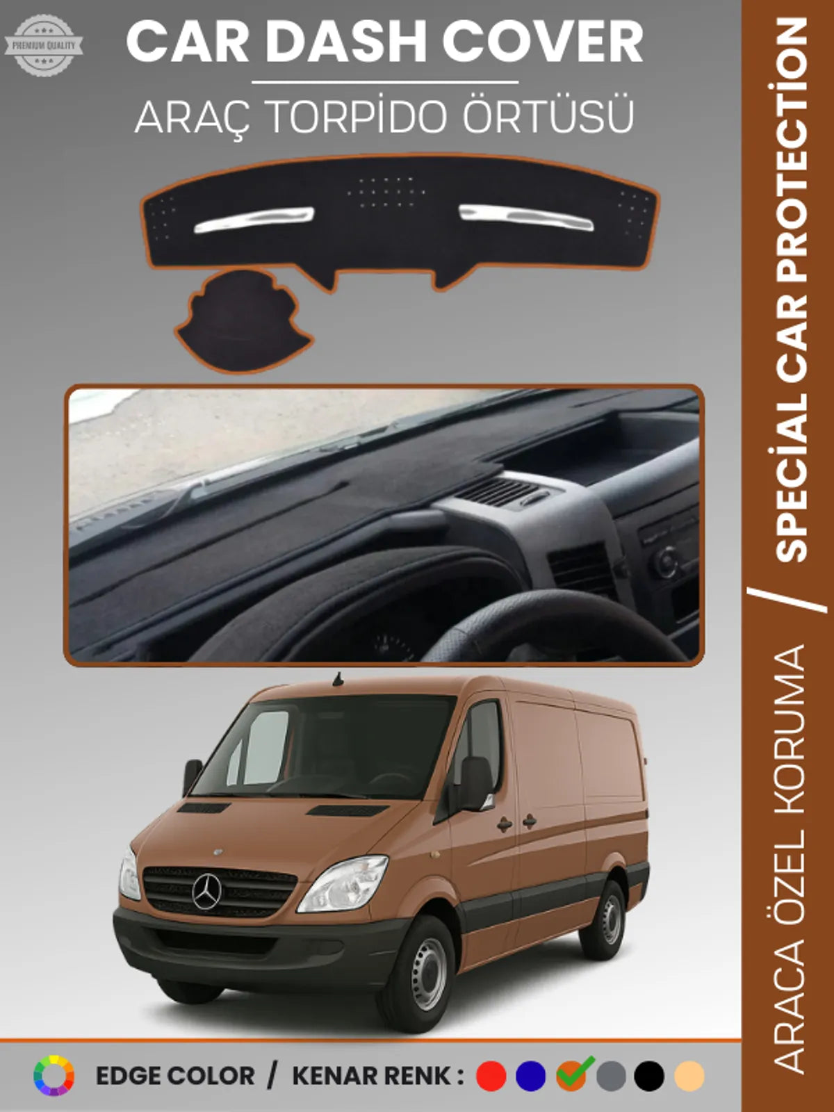 MERCEDES SPRINTER W906 (2006-2018) Uyumlu Torpido Örtüsü Araca Özel Ön Göğüs Koruma