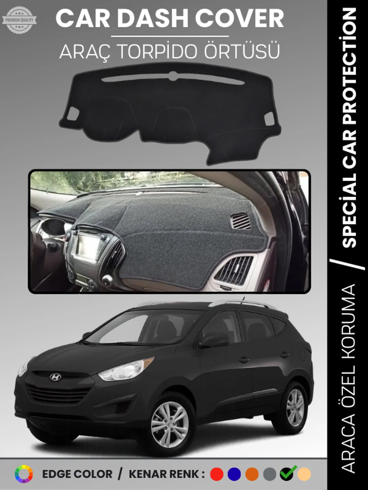HYUNDAİ TUCSON (2009-2015) Uyumlu Torpido Örtüsü Araca Özel Ön Göğüs Koruma