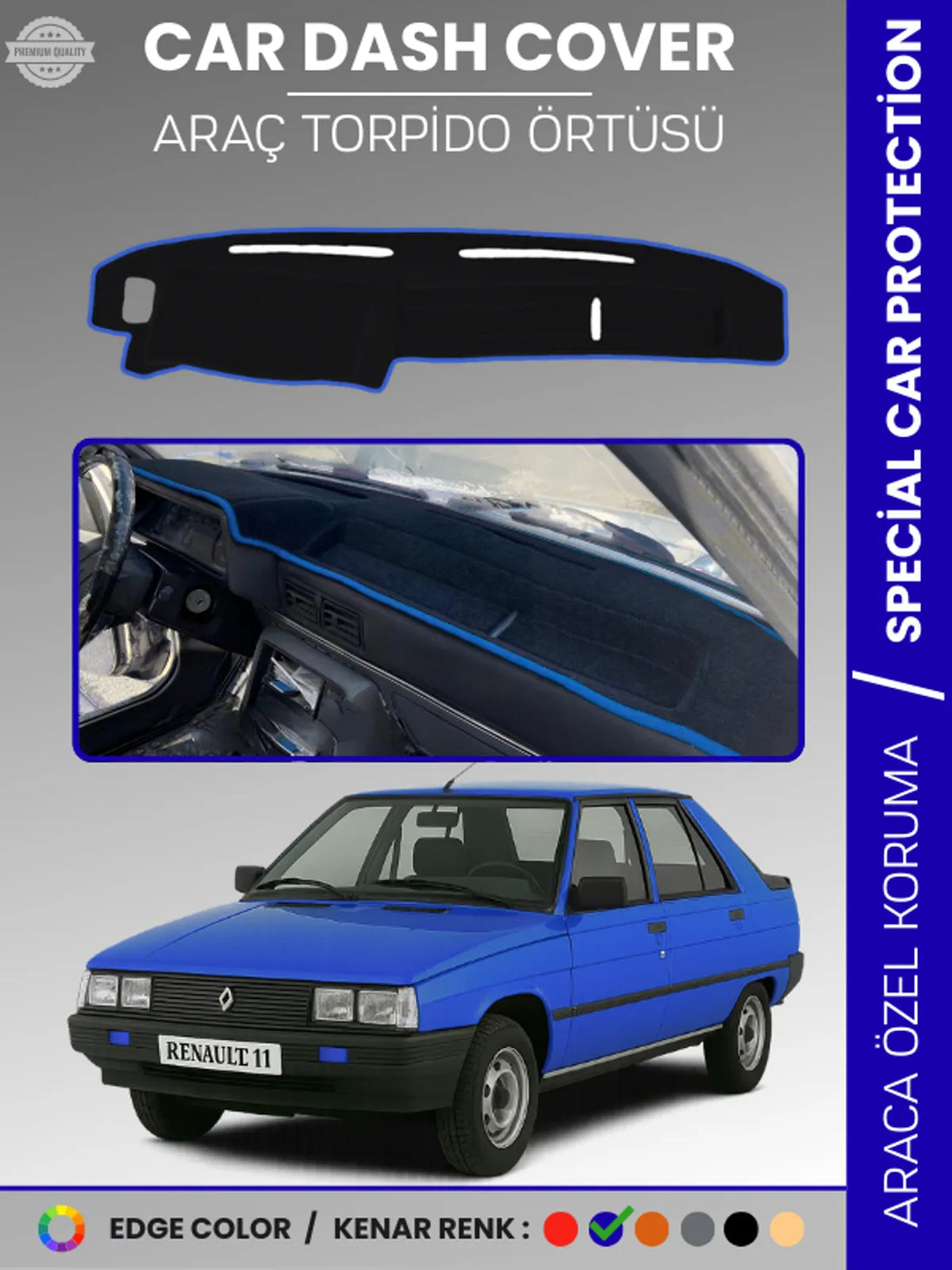 RENAULT 11 Uyumlu Torpido Örtüsü Araca Özel Ön Göğüs Koruma