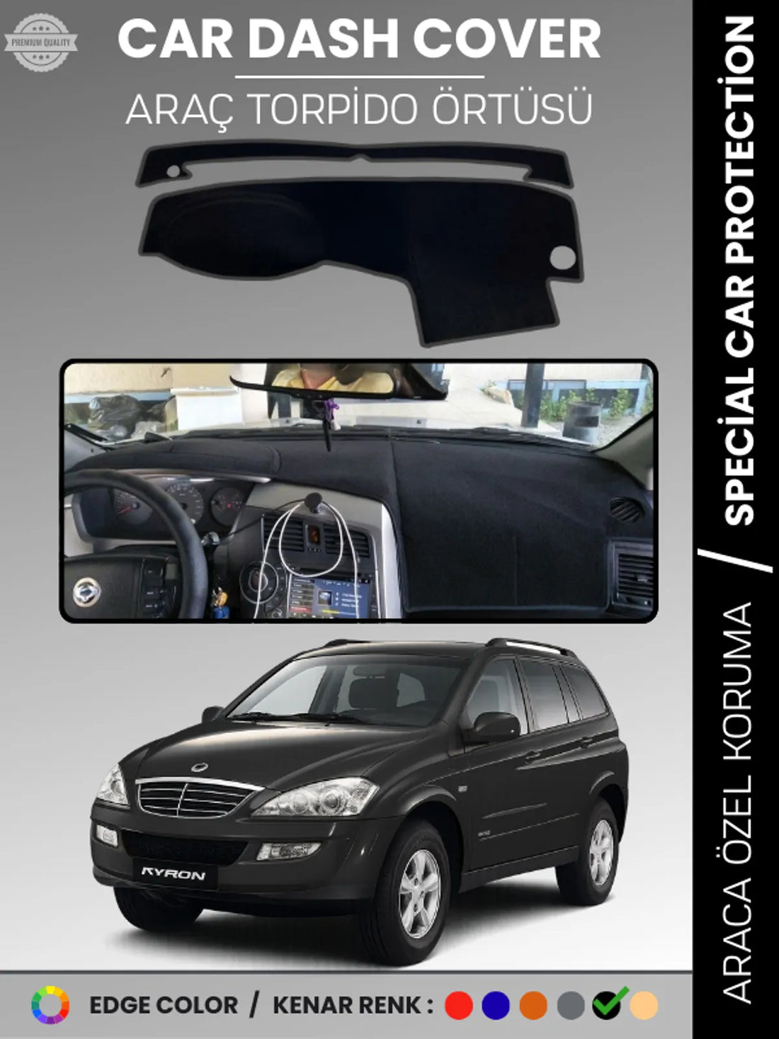 SSANGYONG KYRON (2005-2015) Uyumlu Torpido Örtüsü Araca Özel Ön Göğüs Koruma