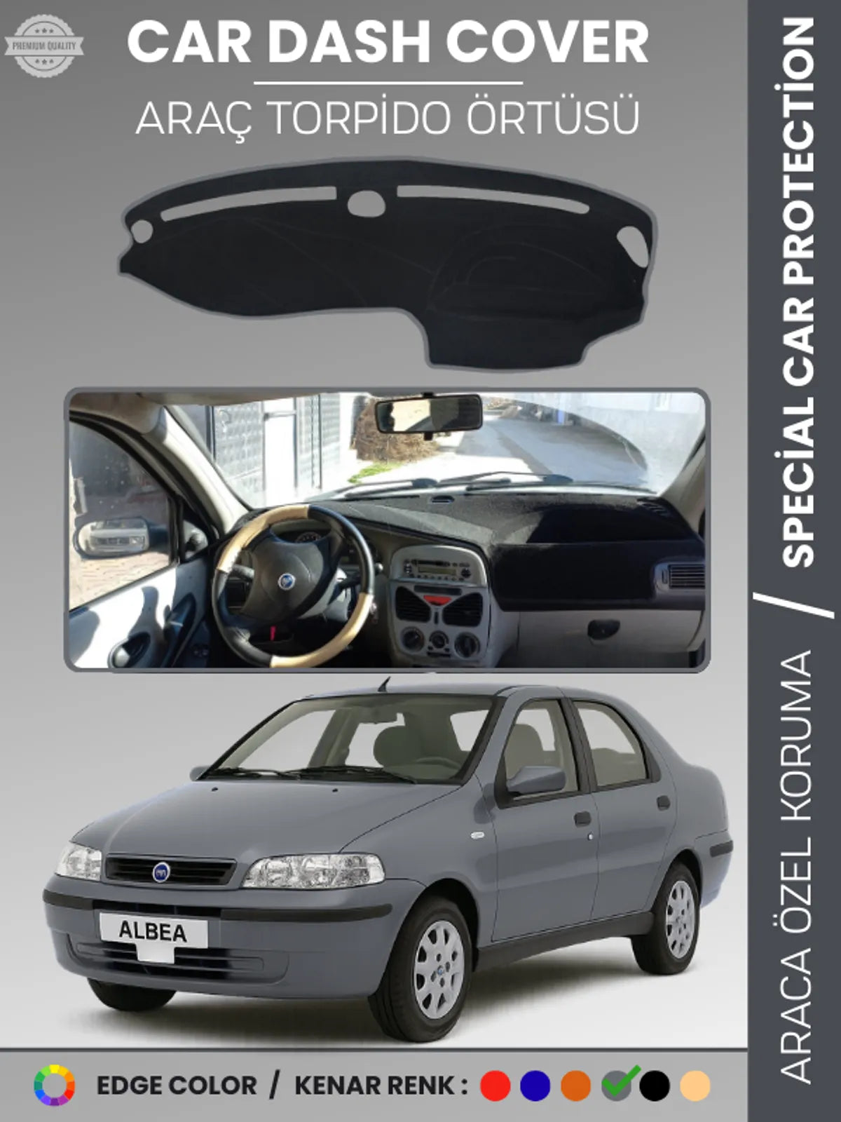 FIAT ALBEA (1999-2005) Uyumlu Torpido Örtüsü Araca Özel Ön Göğüs Koruma