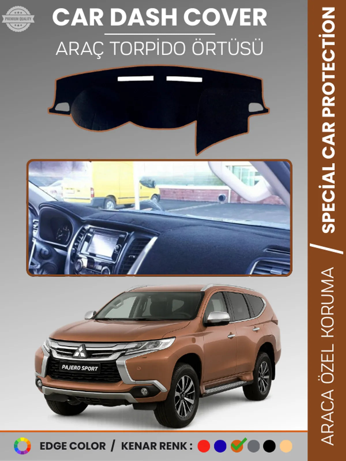 MITSUBISHI PAJERO SPORT (2015-2019) Uyumlu Torpido Örtüsü Araca Özel Ön Göğüs Koruma