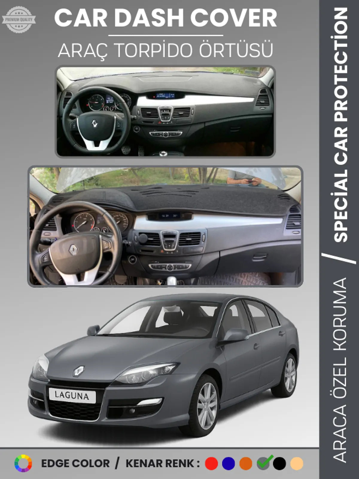 RENAULT LAGUNA 3 (2008-2015) Uyumlu Torpido Örtüsü Araca Özel Ön Göğüs Koruma
