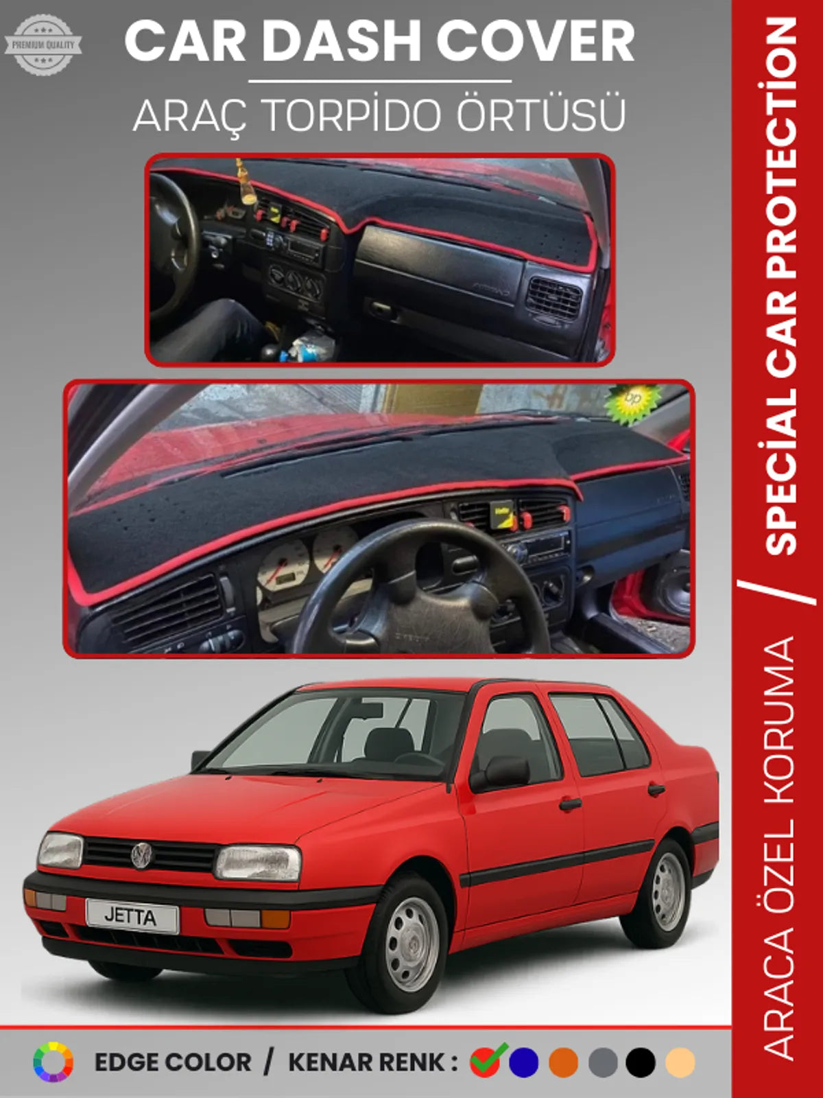 VOLKSWAGEN JETTA (1991-1997) Uyumlu Torpido Örtüsü Araca Özel Ön Göğüs Koruma