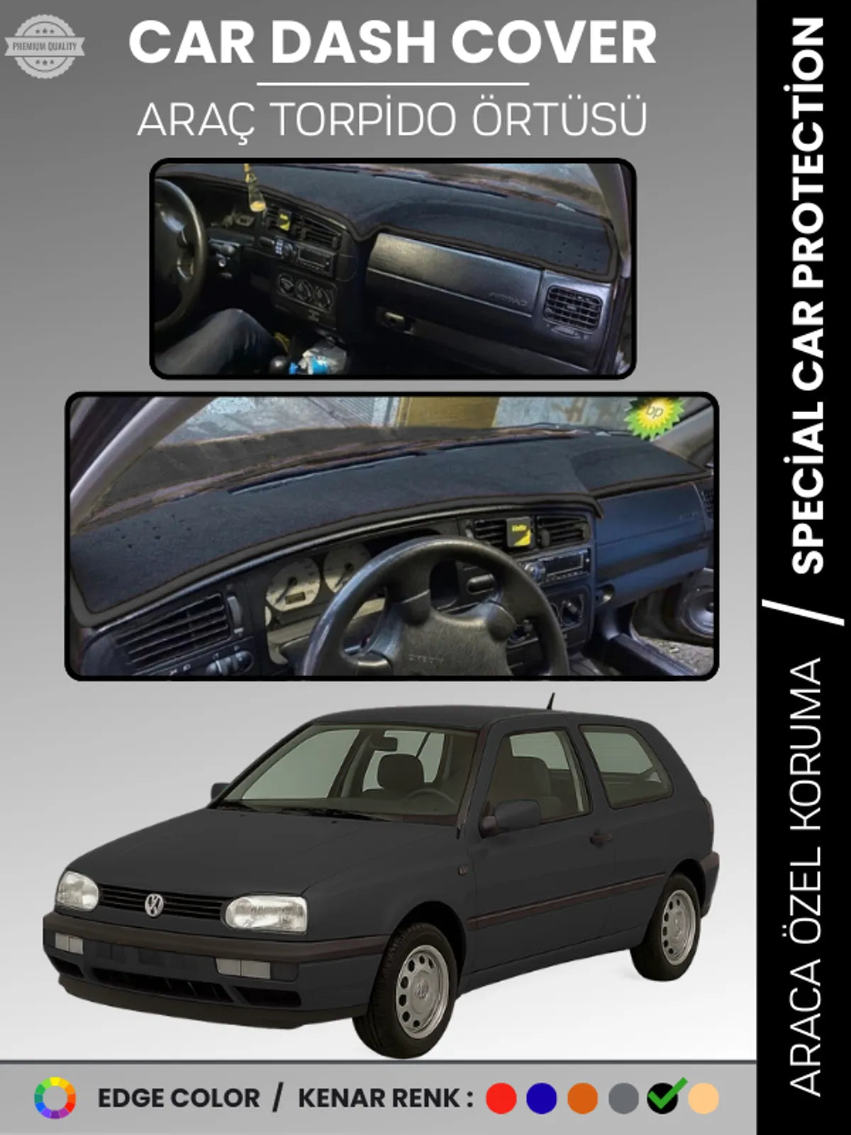 VOLKSWAGEN GOLF 3 (1991-1997) Uyumlu Torpido Örtüsü Araca Özel Ön Göğüs Koruma