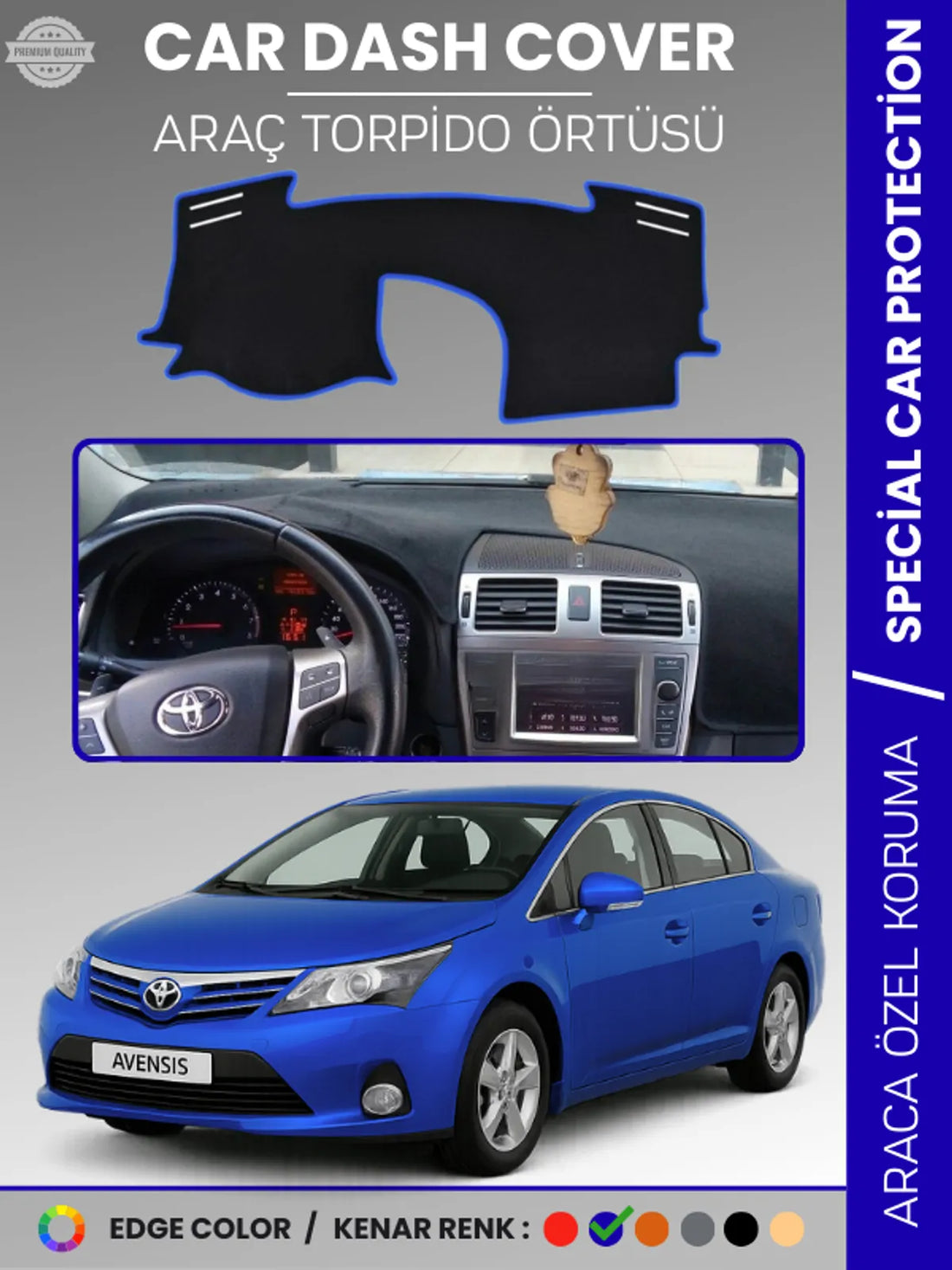 TOYOTA AVENSIS T27 (2009-2018) Uyumlu Torpido Örtüsü Araca Özel Ön Göğüs Koruma