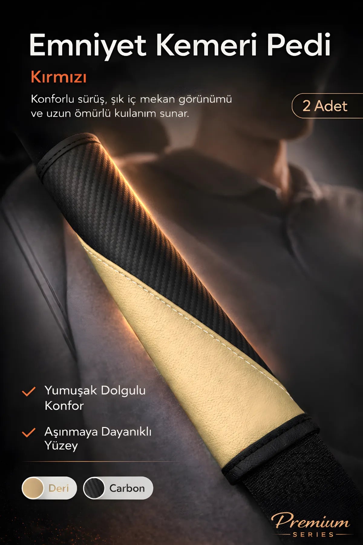 Emniyet Kemeri Kılıfı 2 Adet Deri Carbon Yumuşak Dolgulu