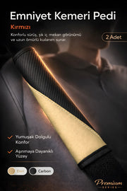 Emniyet Kemeri Kılıfı 2 Adet Deri Carbon Yumuşak Dolgulu